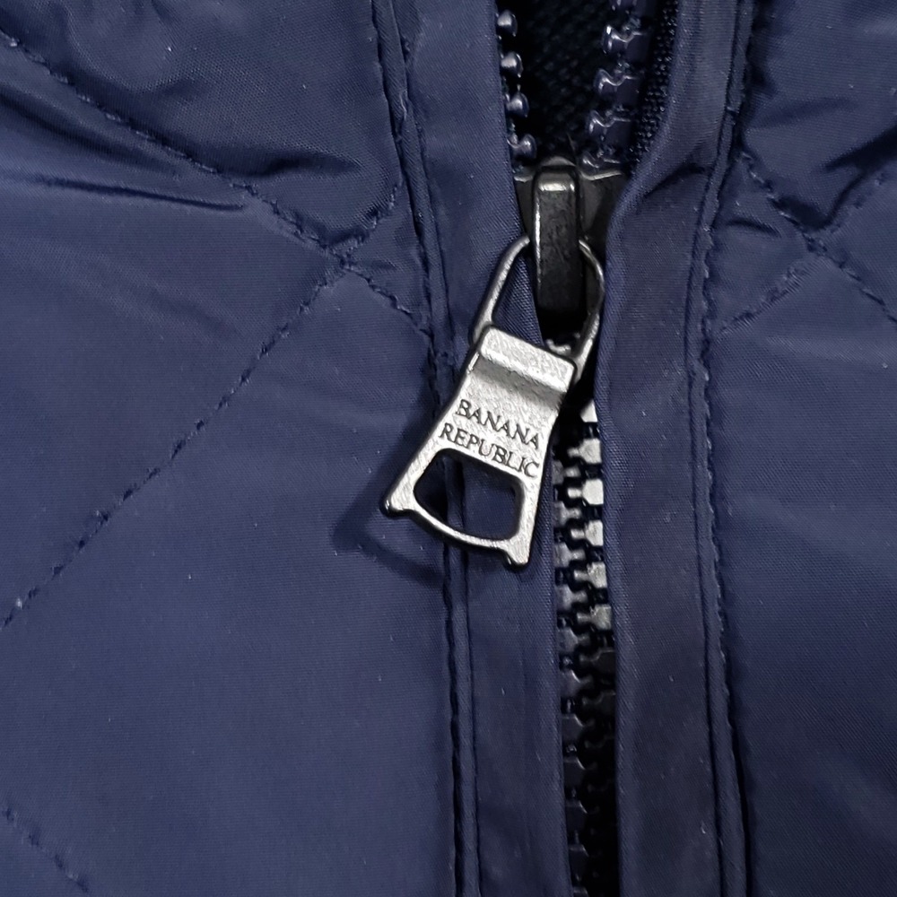 Banana Republic Quilted Merino Wool Jacket Men's Small Navy Blue Full Zip Bomber - Picture 4 of 12